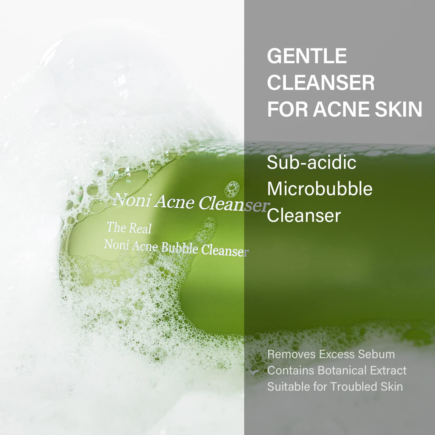Celimax Noni Bubble Cleanser foam lather showing gentle cleansing with refreshing feel
