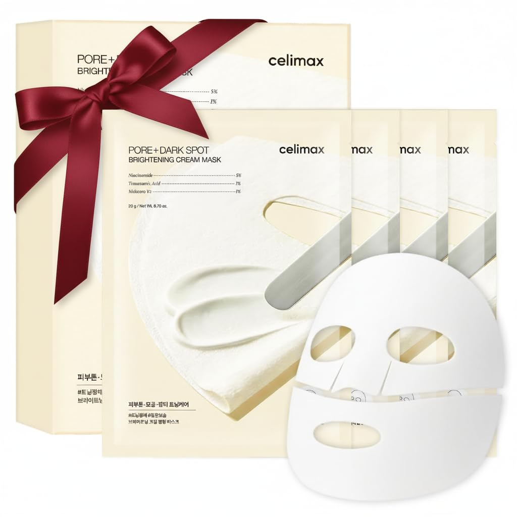 Celimax Pore+Dark Spot mask pack showing non-drip sheet for mess-free use