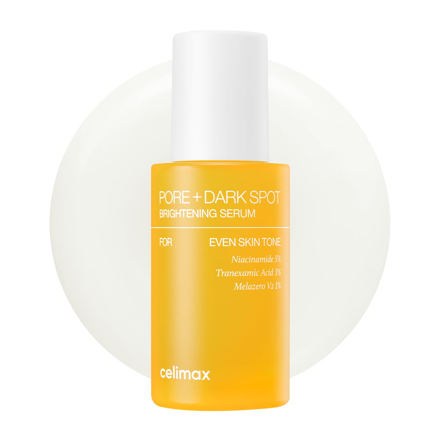 Celimax PorePlus Serum pump bottle showing pore-minimizing appearance and brightening potential.