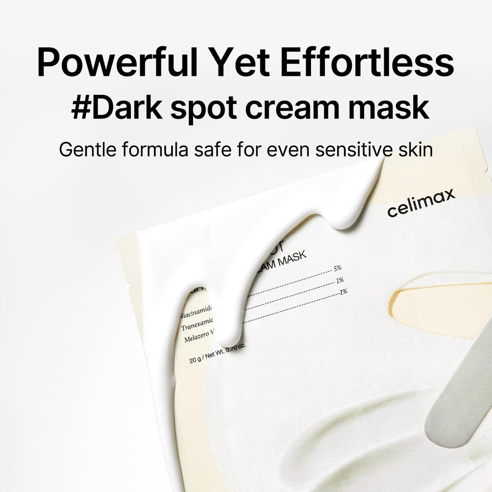 Celimax Pore+Dark Spot sheet mask applied with glasses on for easy masking