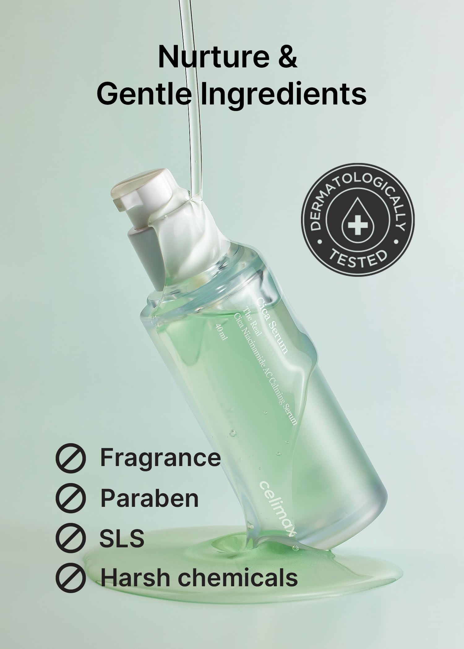 Celimax The Real Cica Niacinamide AC Calming Serum texture on skin appears fast-absorbing.