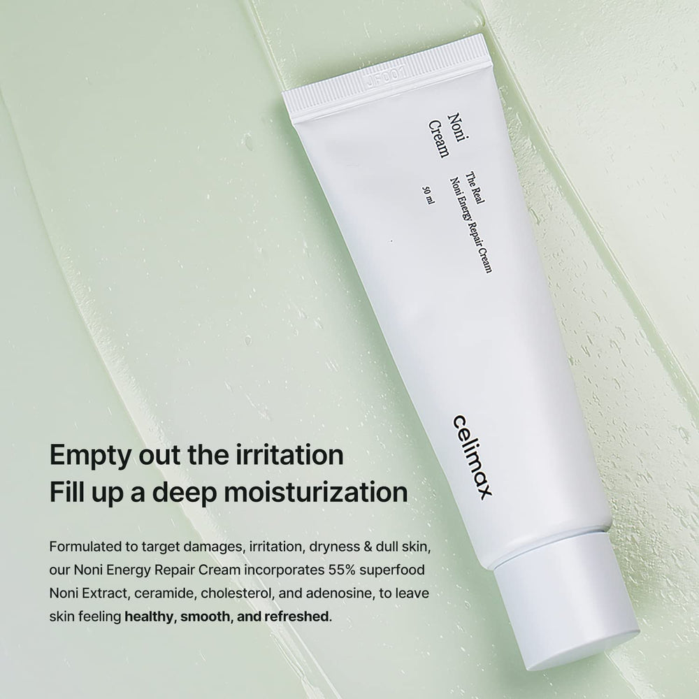 Celimax The Real Noni Energy Repair Cream ingredients list - ceramide and noni for moisture barrier support.