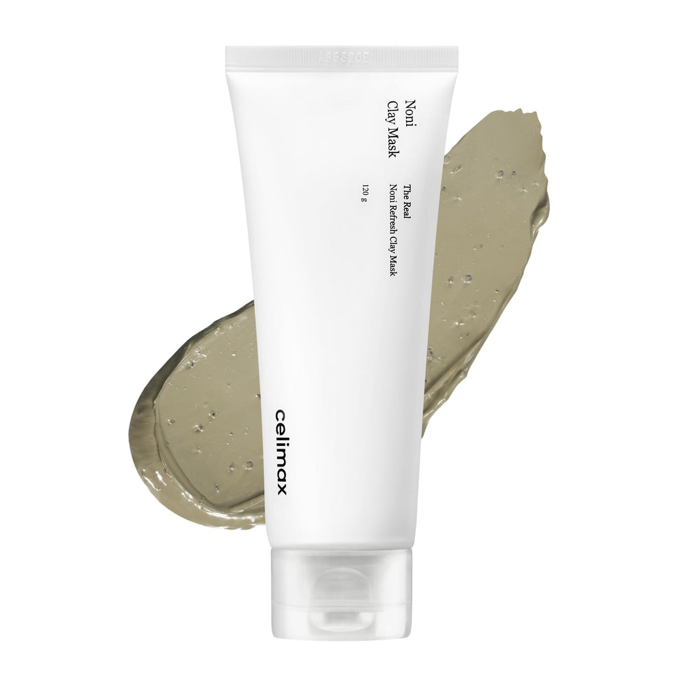 Celimax The Real Noni Refresh Clay Mask packaging close-up for at-home spa cleansing.