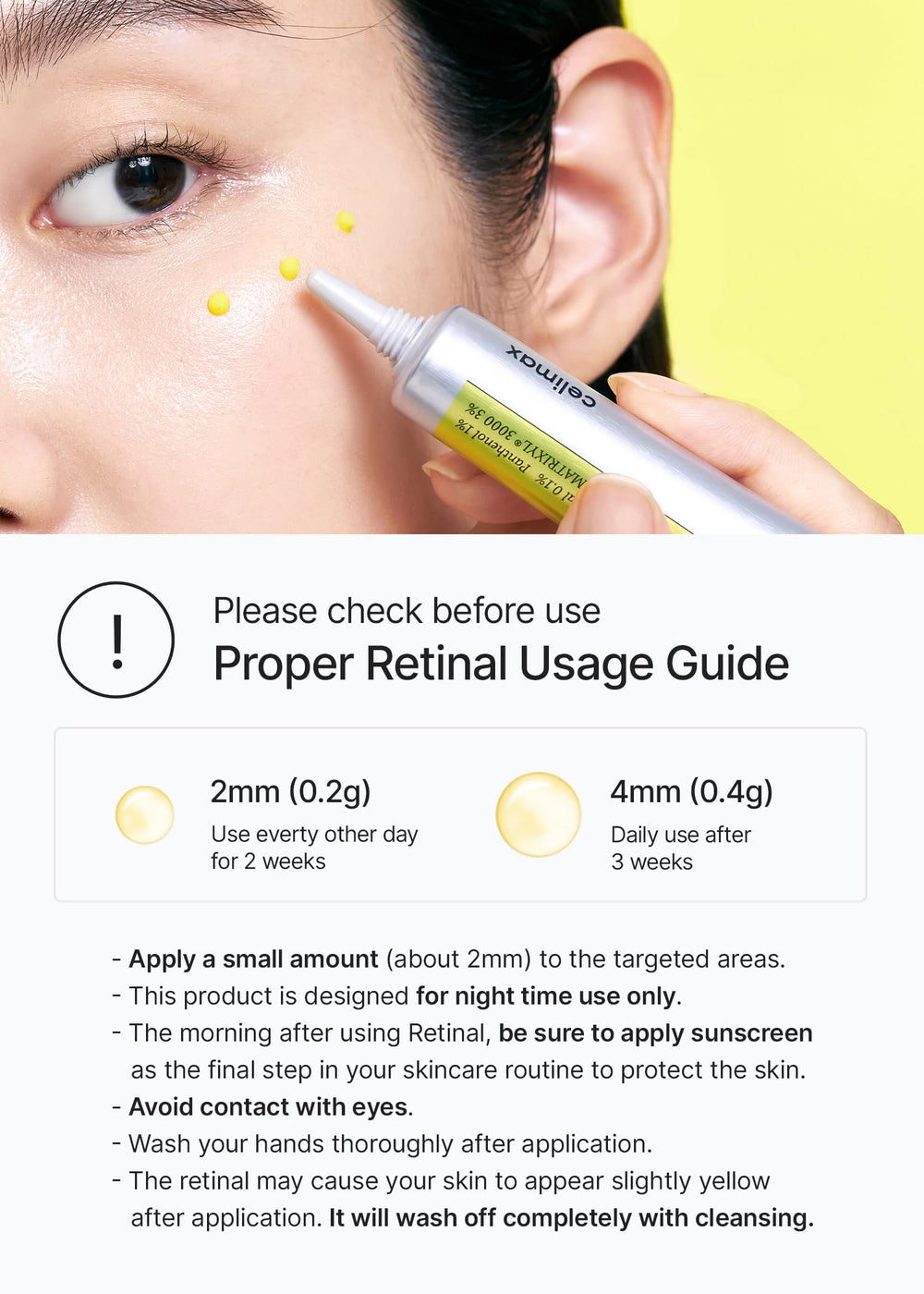 Celimax The Vita A Retinal Shot creamy texture visualized for smoothing.