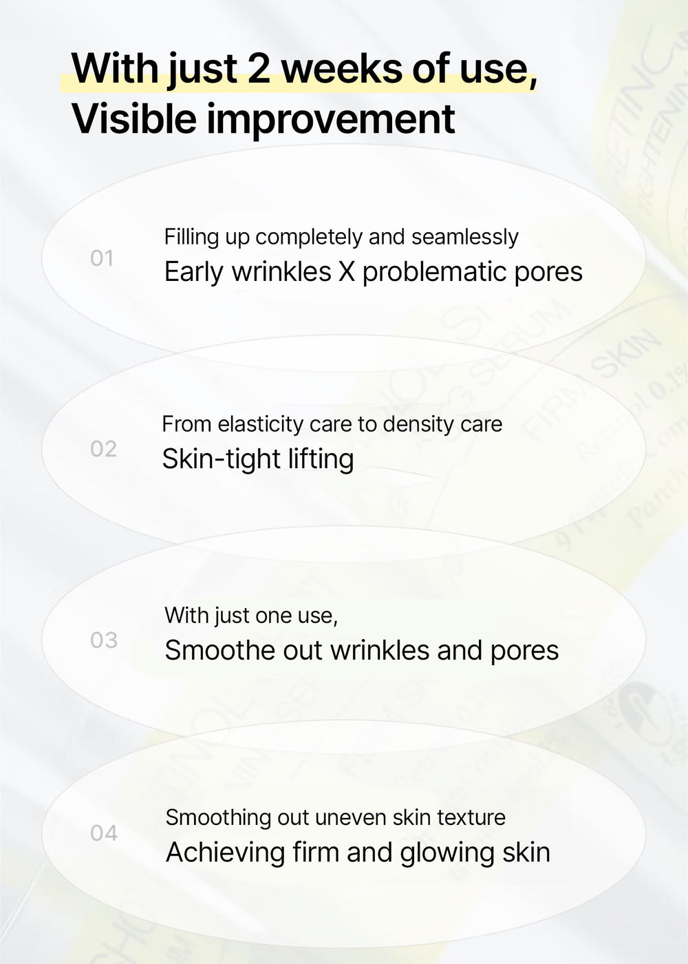 Celimax Vita A Retinol Shot close-up pore-minimizer action highlights visible tightening over time.