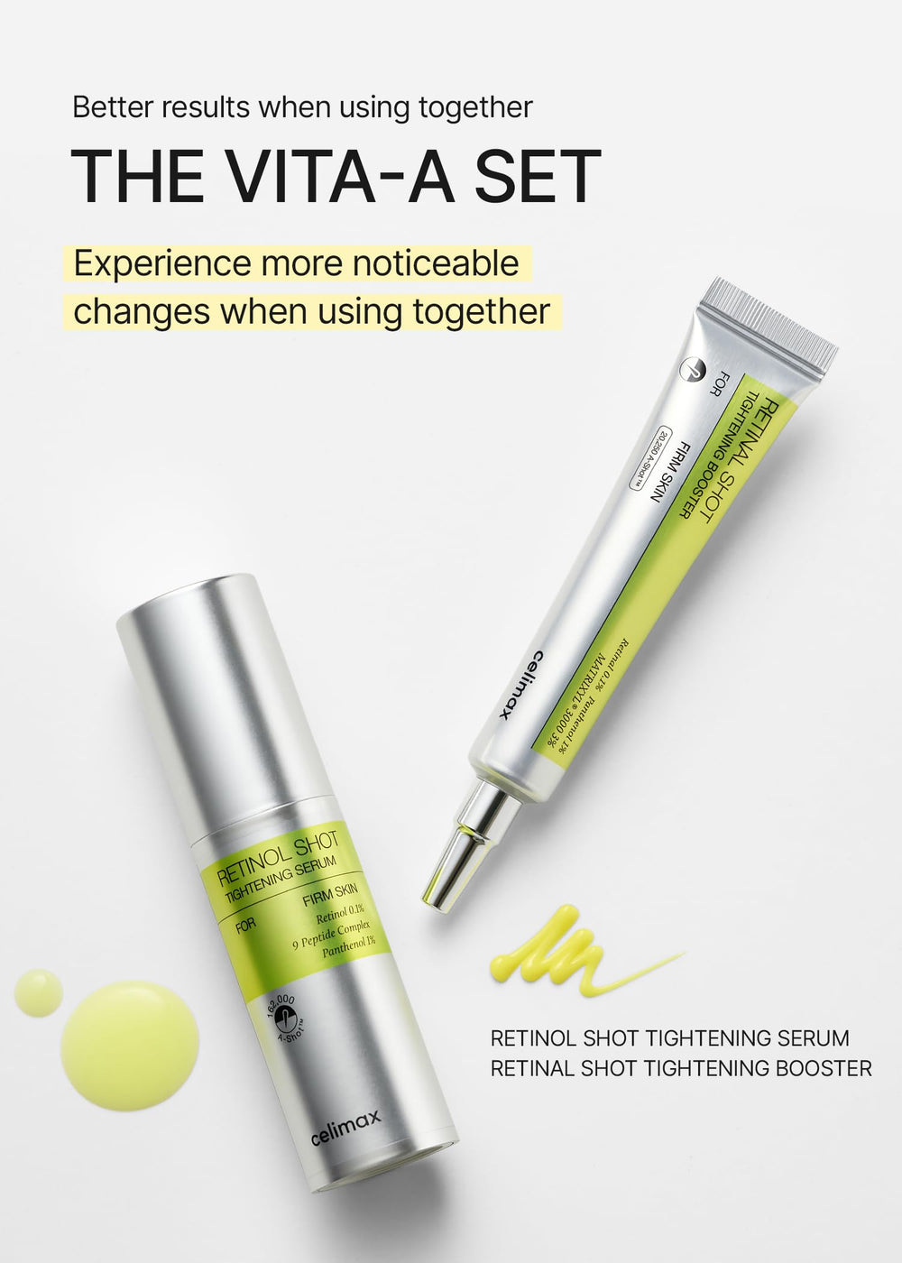 Celimax Vita A Retinol Shot texture-swatch shows creamy finish suitable for layering into night ritual.