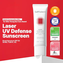 Cell Fusion C Laser UV Defense Sunscreen texture swirl showing lightweight finish