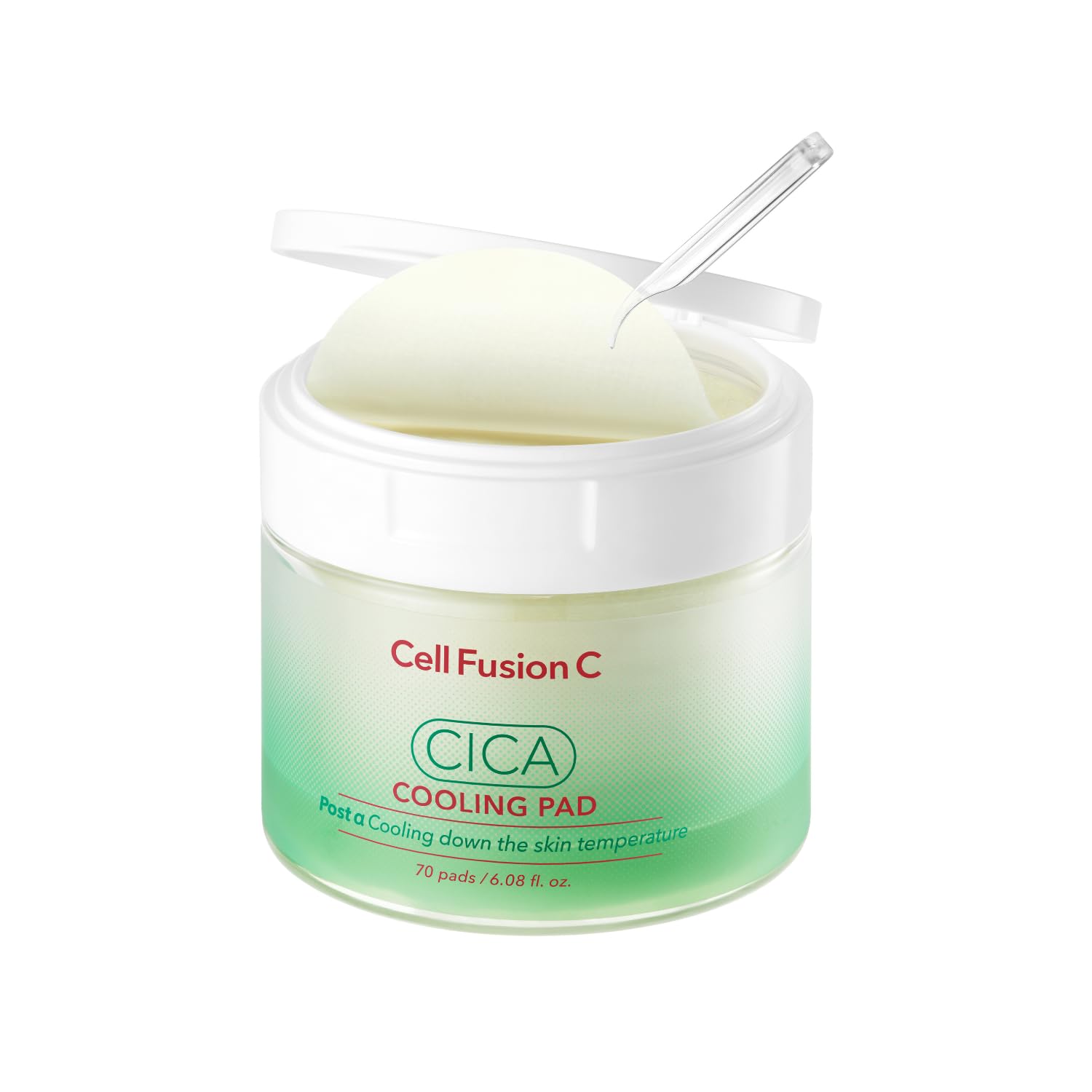 Cell Fusion C Post Alpha CICA Cooling Toner Pad packaging front promises redness relief.