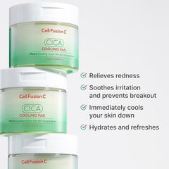 Close-up of Cell Fusion C Post Alpha CICA Cooling Toner Pad showing hydrating texture for sensitive skin