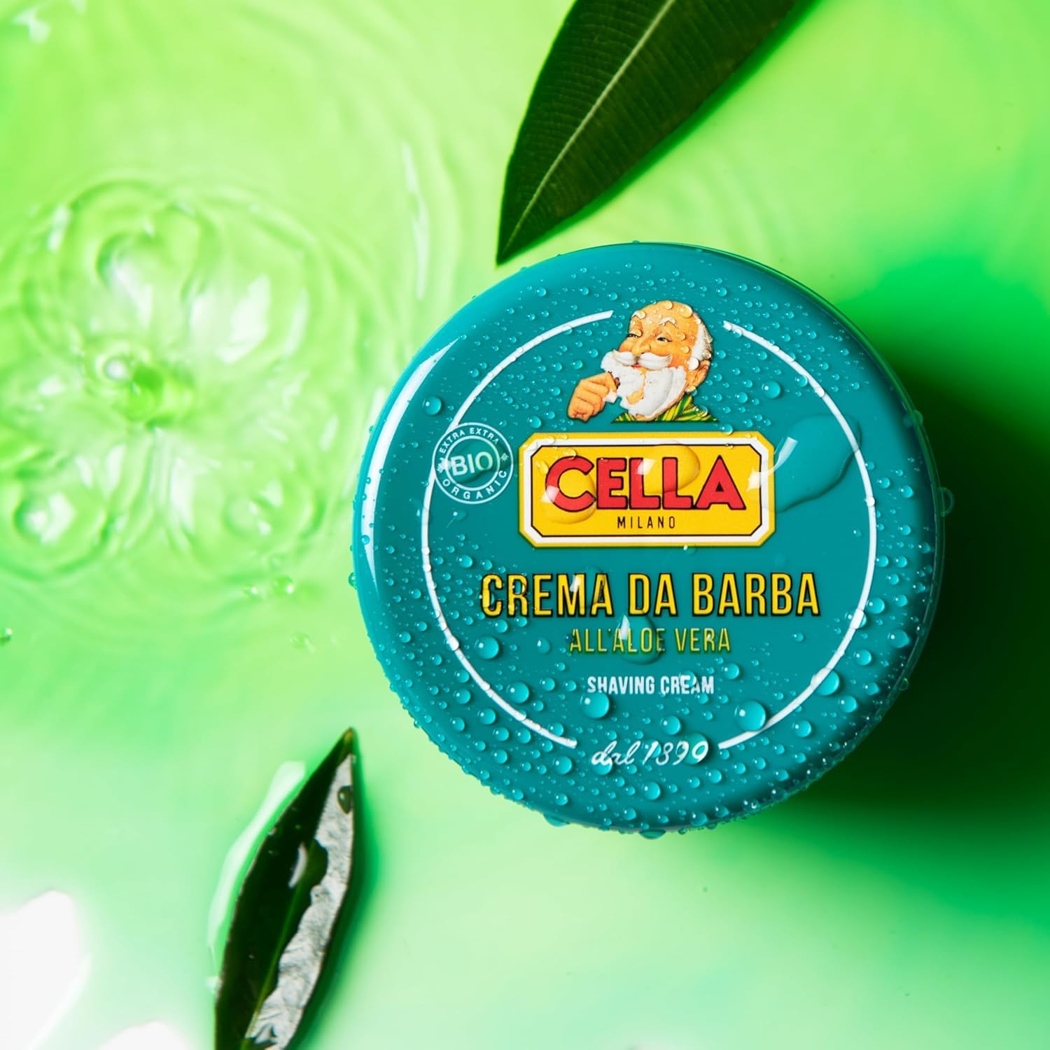 Cella Milano Aloe Vera shaving brush-lather demonstrates even application for comfortable shaves.