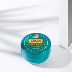 Cella Milano Aloe Vera shaving cream being massaged into the beard for a smoother shave.
