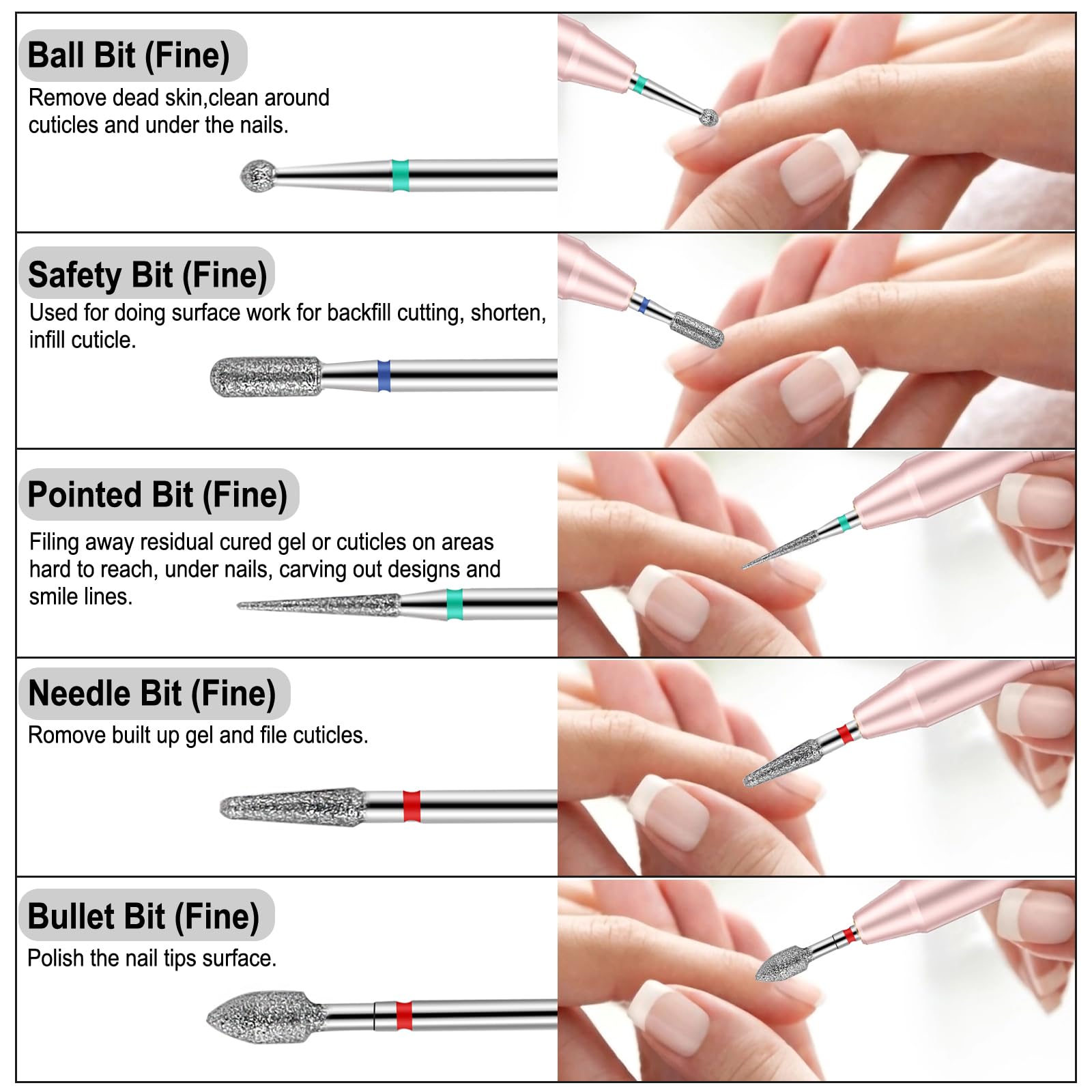 Cellentool rubber polishing bit creates a refined, shiny nail finish.