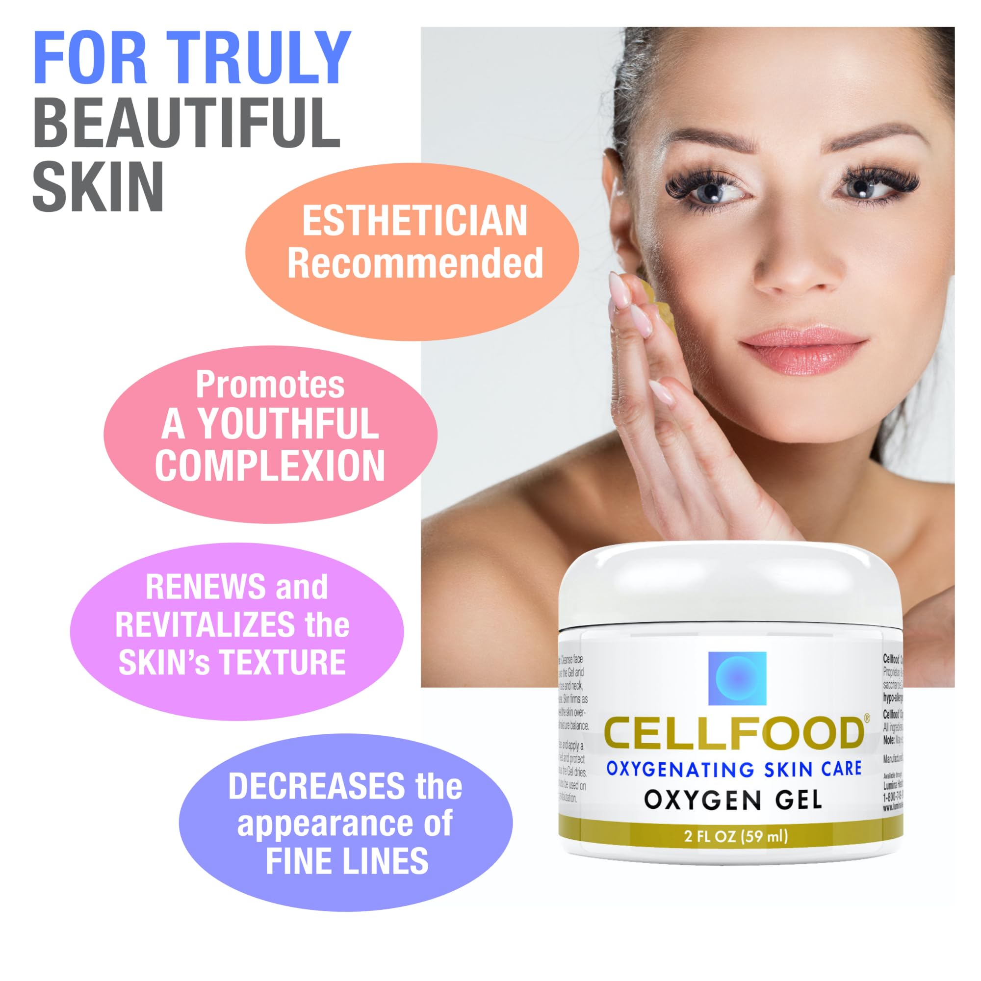 Cellfood Oxygen Gel lavender blossom detail signals calming aromatics for skin comfort.