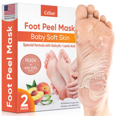 CÉLOR Foot Peel Mask box packaging shows two pairs for at-home spa.
