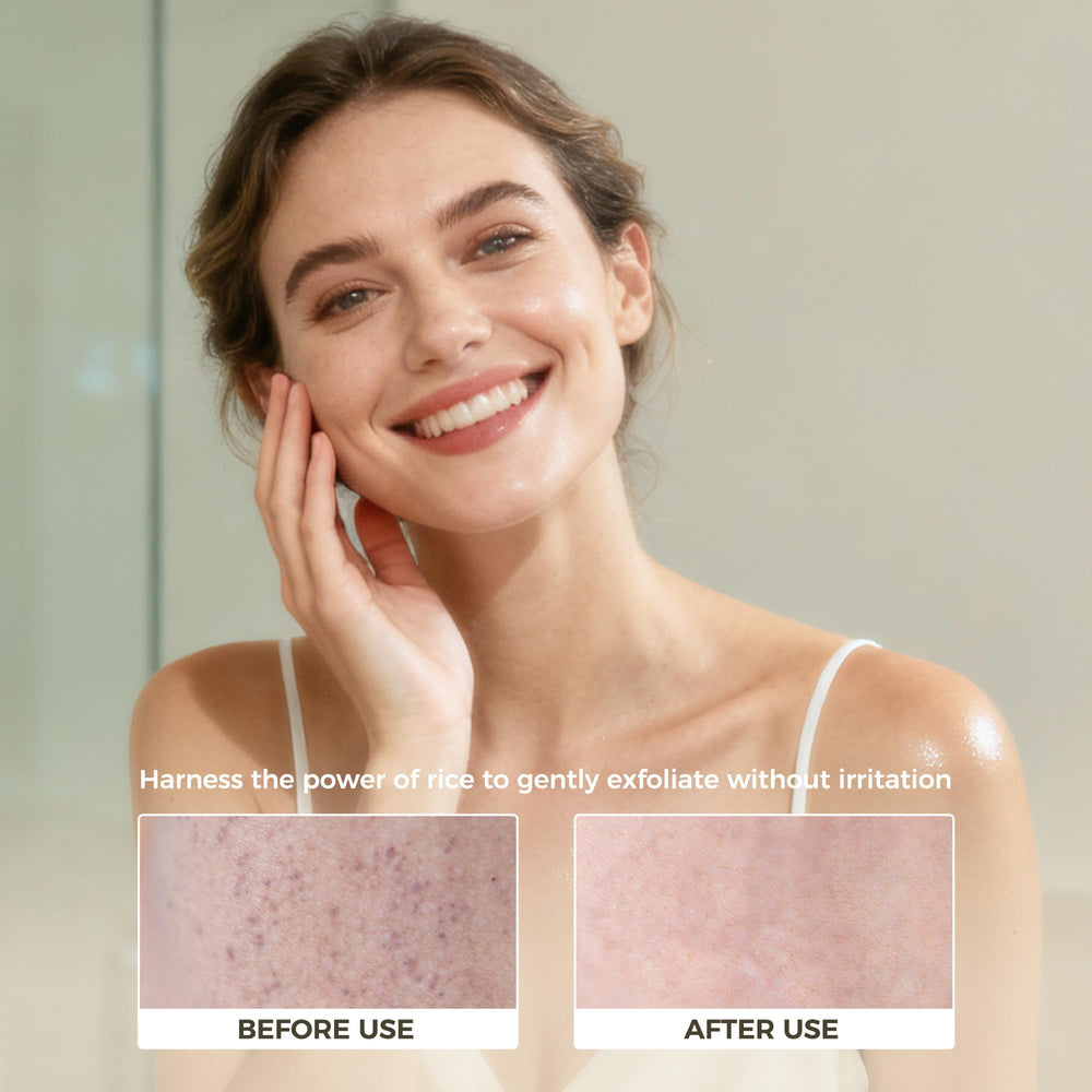 Celpack Peel Shot Rice Ampoule texture closeup emphasizes gentle rice-particle exfoliation