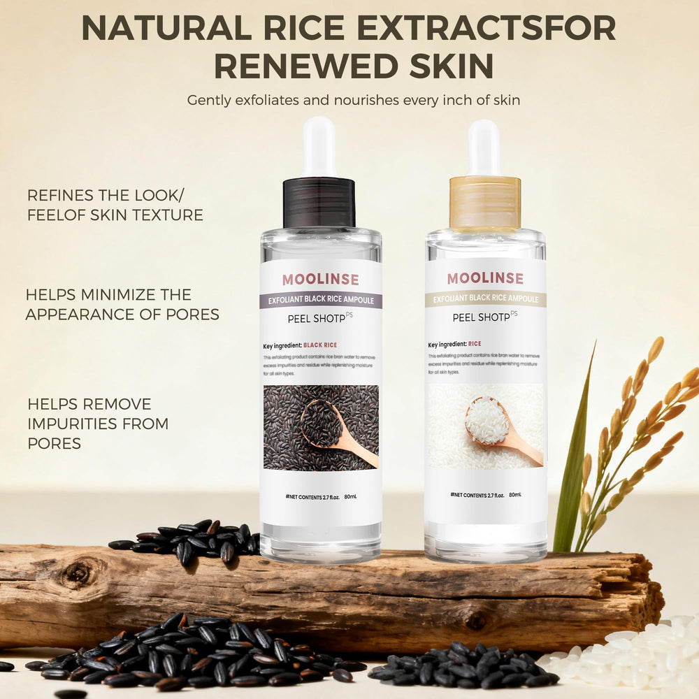 Celpack Peel Shot Rice Ampoule white rice bottle highlights gentle exfoliation and hydration