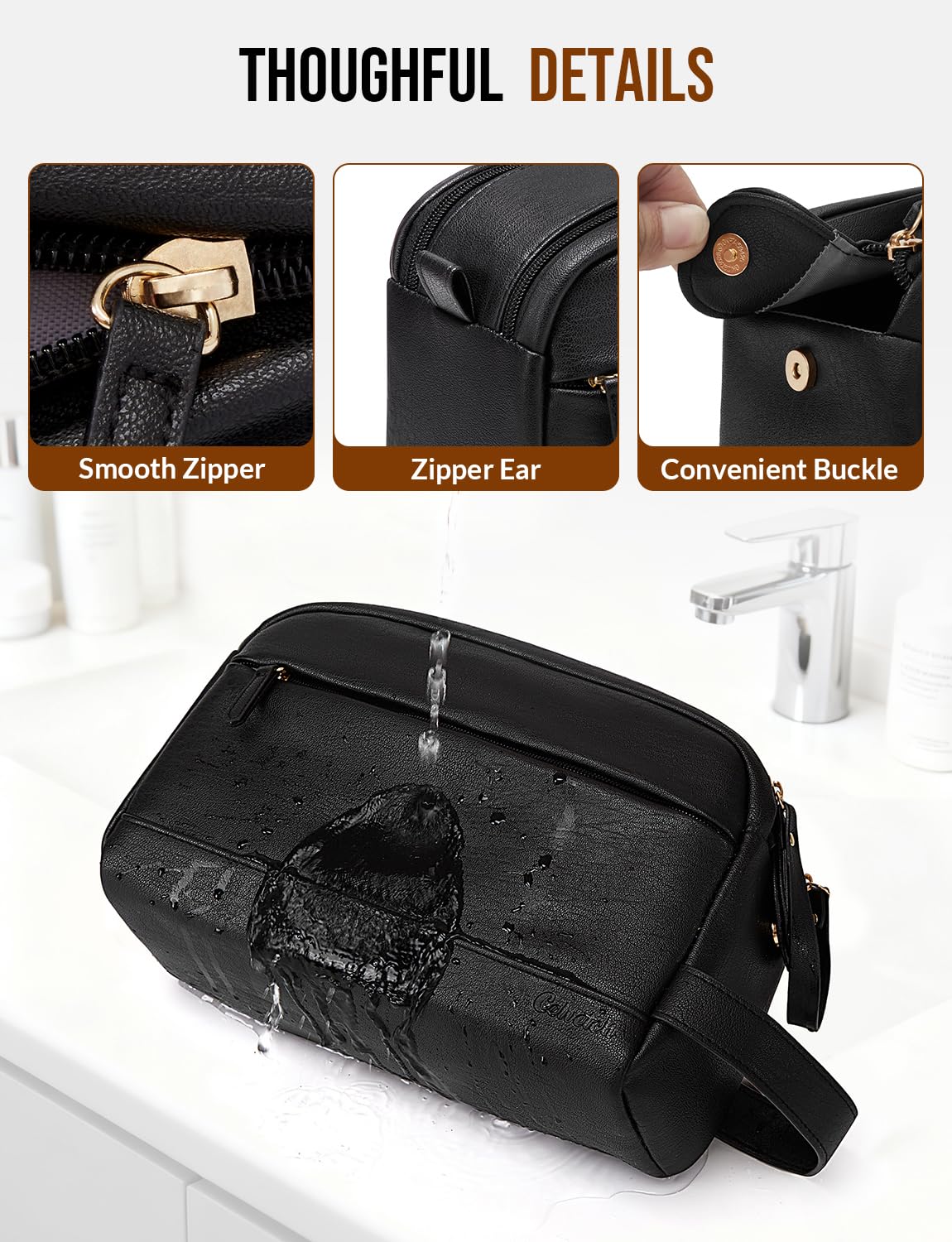 Celvetch toiletry bag compact for travel fits in backpack.