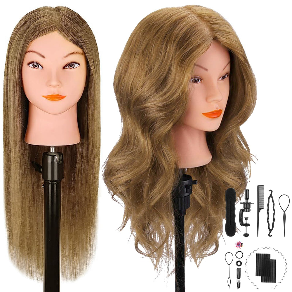 CENOZ real-hair mannequin head with forehead detail for precise styling practice.