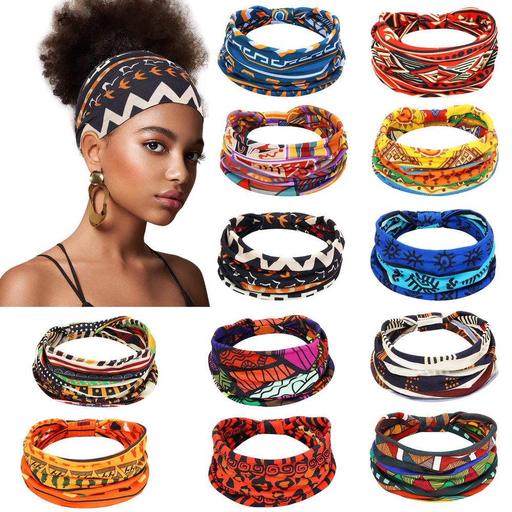 Censen African headbands set of 12 in vibrant patterns for versatile styling