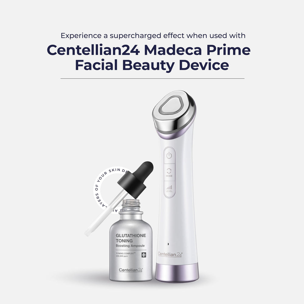 Centellian 24 glutathione-toning-ampoule packaging features premium derma-cosmetic design.