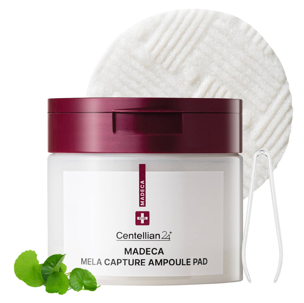 CENTELLIAN 24 Madeca Mela Capture Ampoule Pad packshot with vegan formula for clear-looking skin.