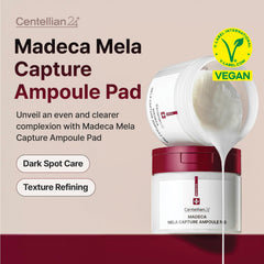 CENTELLIAN 24 Madeca Mela Capture Ampoule Pad texture closeup showing embossed T-shaped surface for absorption.