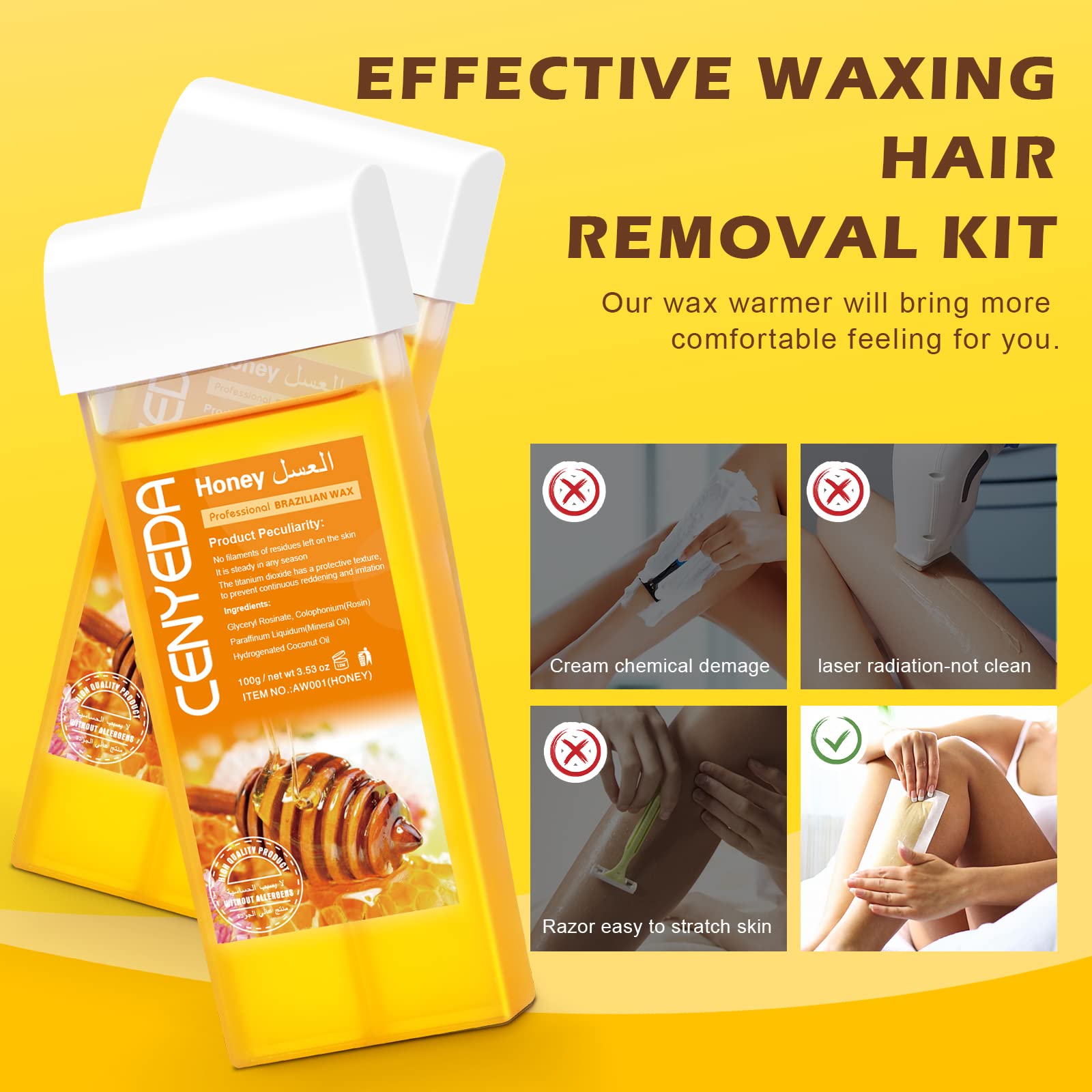CENYEDA waxing in use delivers smooth skin with consistent heat