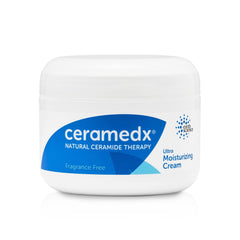 Ceramedx ceramide therapy cream jar close-up showing soothing barrier-supporting formula