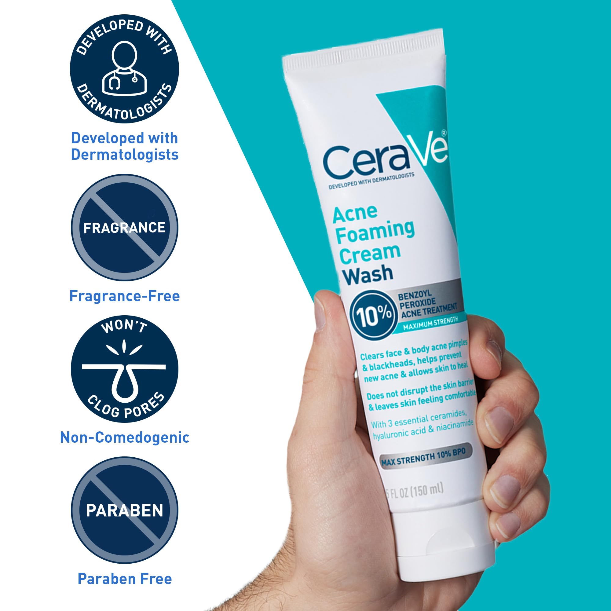 CeraVe 5 oz bottle beside smartphone to show scale