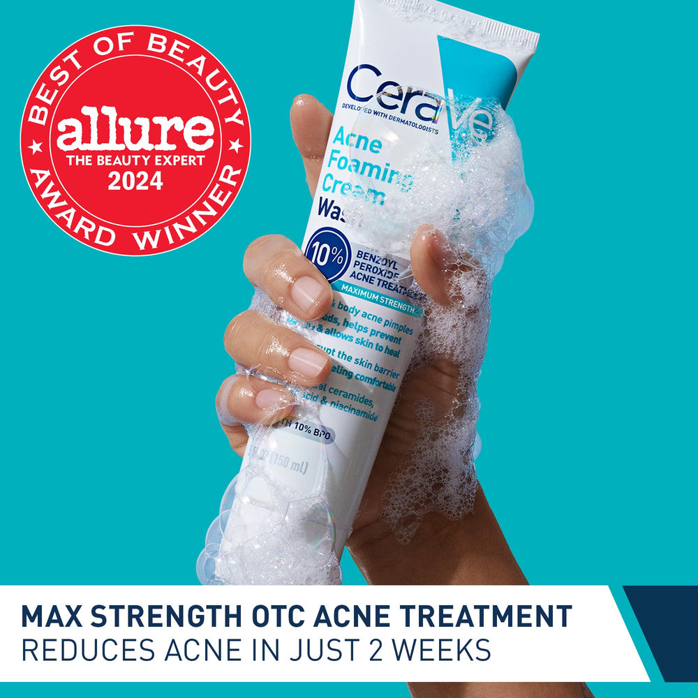 CeraVe creamy-to-foam texture close-up for gentle cleansing
