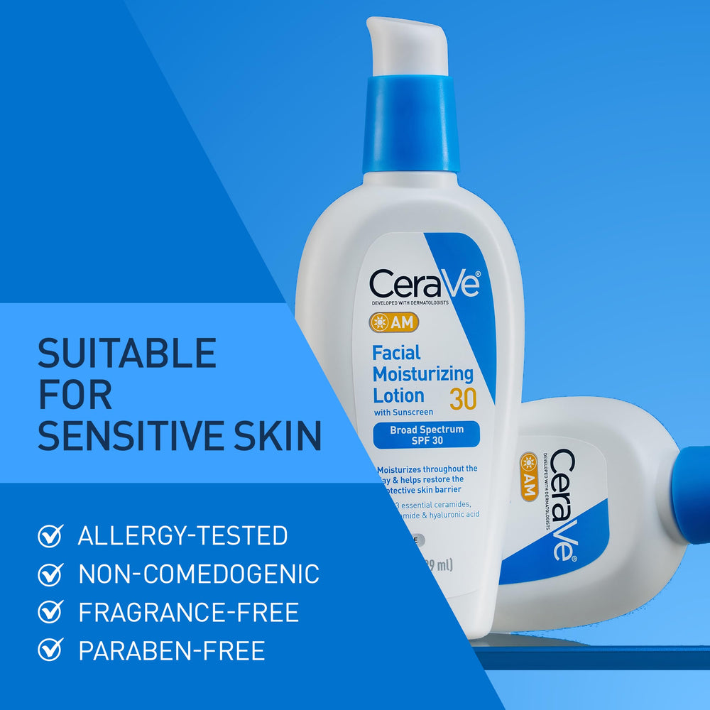 CeraVe AM applied to face illustrating quick absorption
