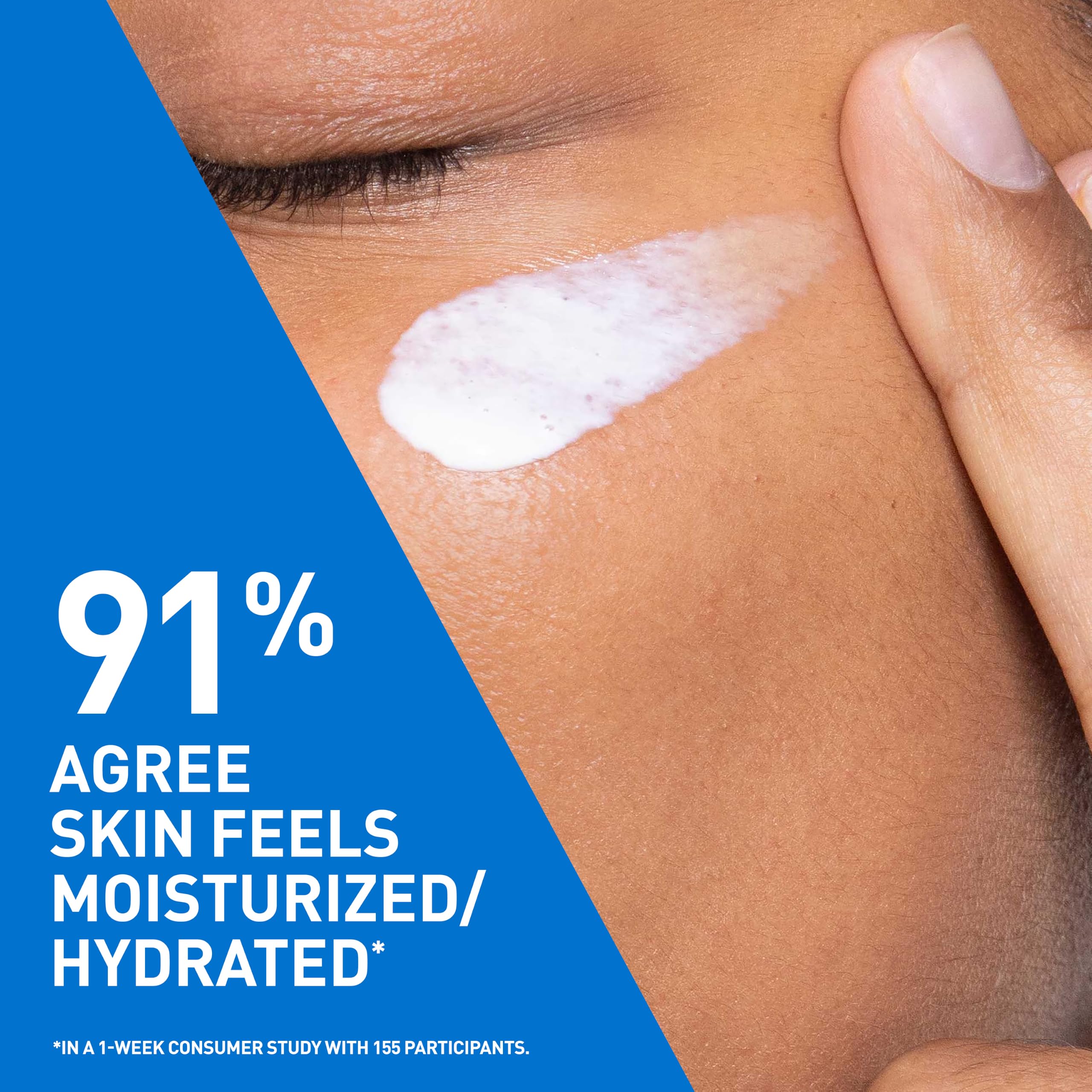CeraVe AM lotion dispensed from pump showing easy application