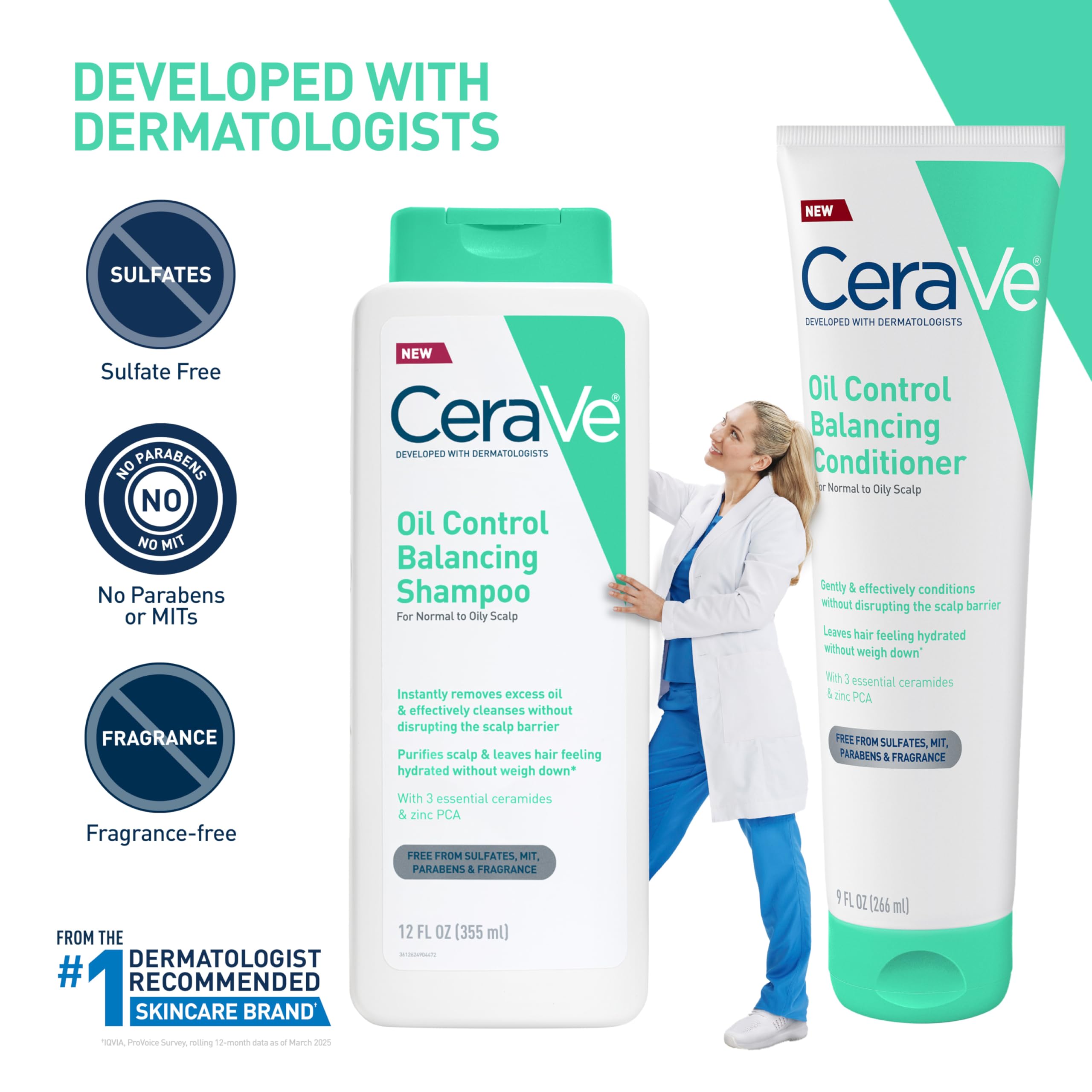 Before and after roots showing CeraVe reduces midday greasiness