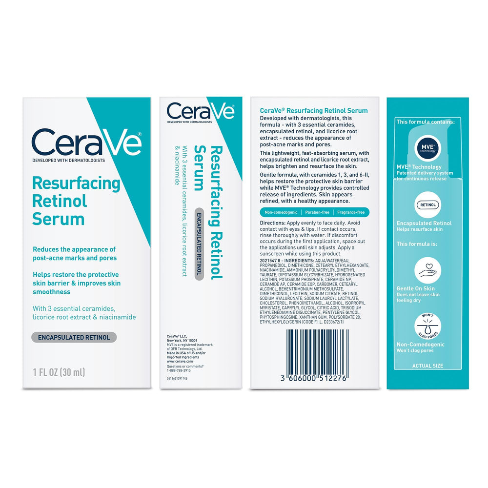 CeraVe before-and-after texture comparison, shows reduced pore and mark appearance