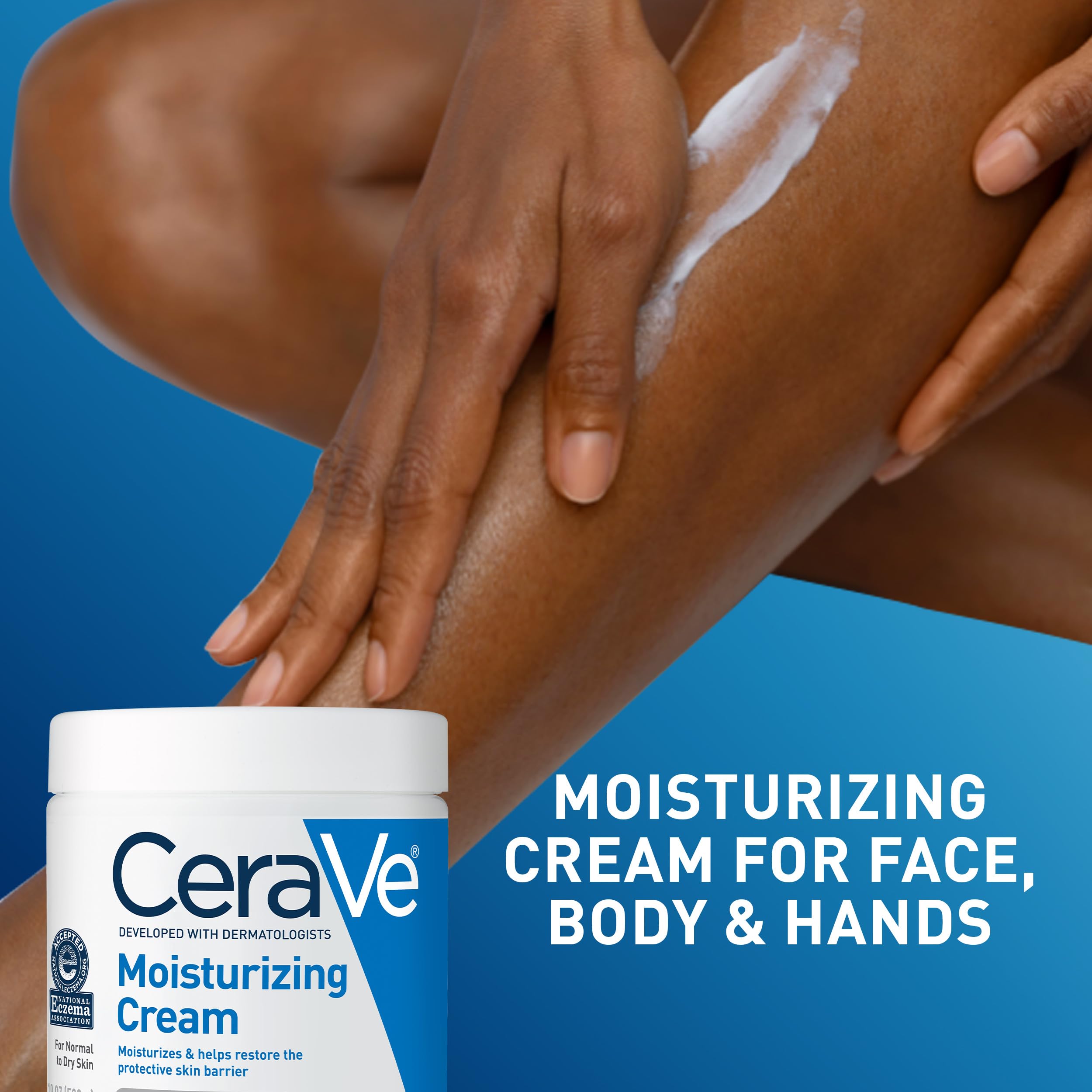 Applying CeraVe cream to face for hydrating, non-comedogenic benefit