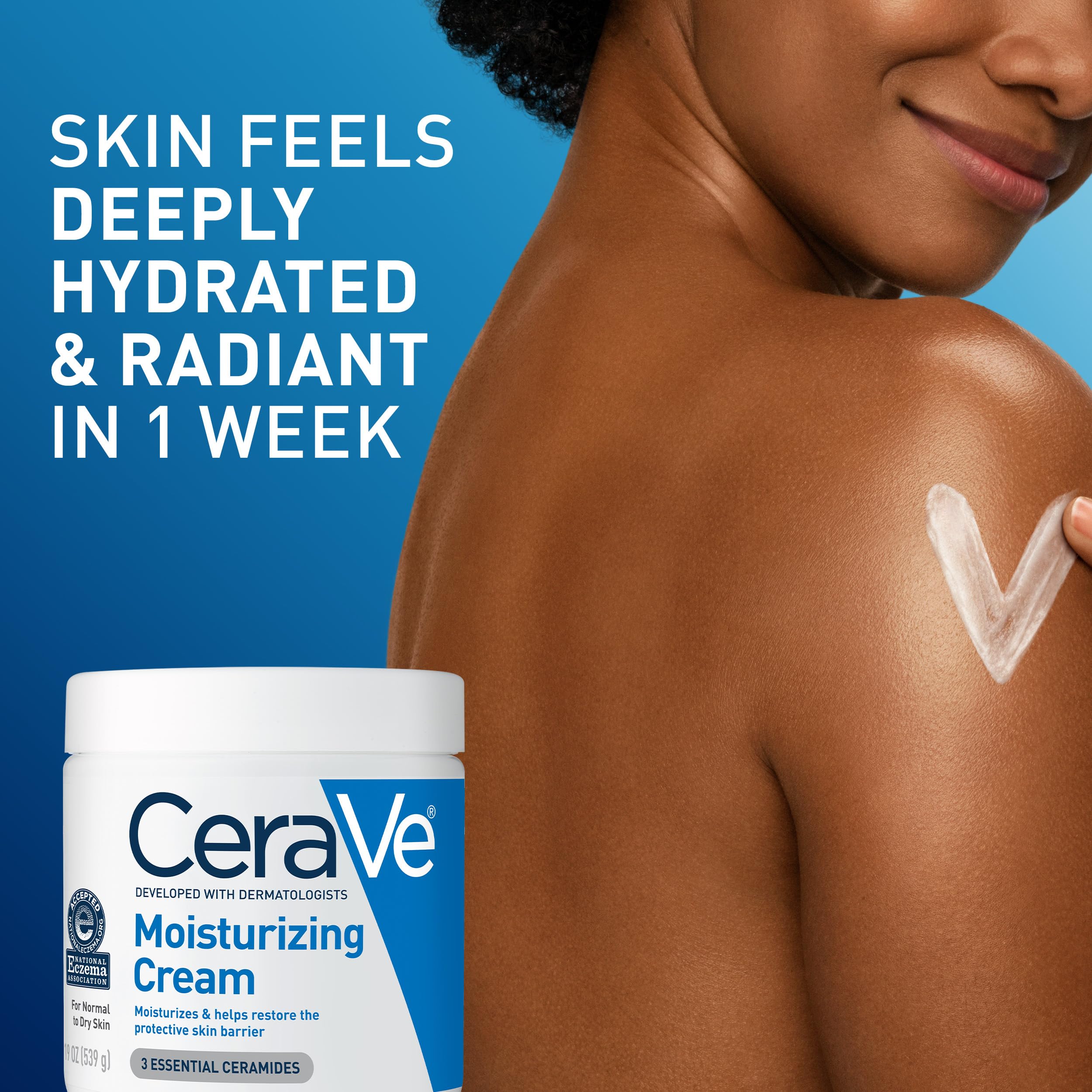 Smoothing CeraVe cream on legs for lasting hydration and soft skin