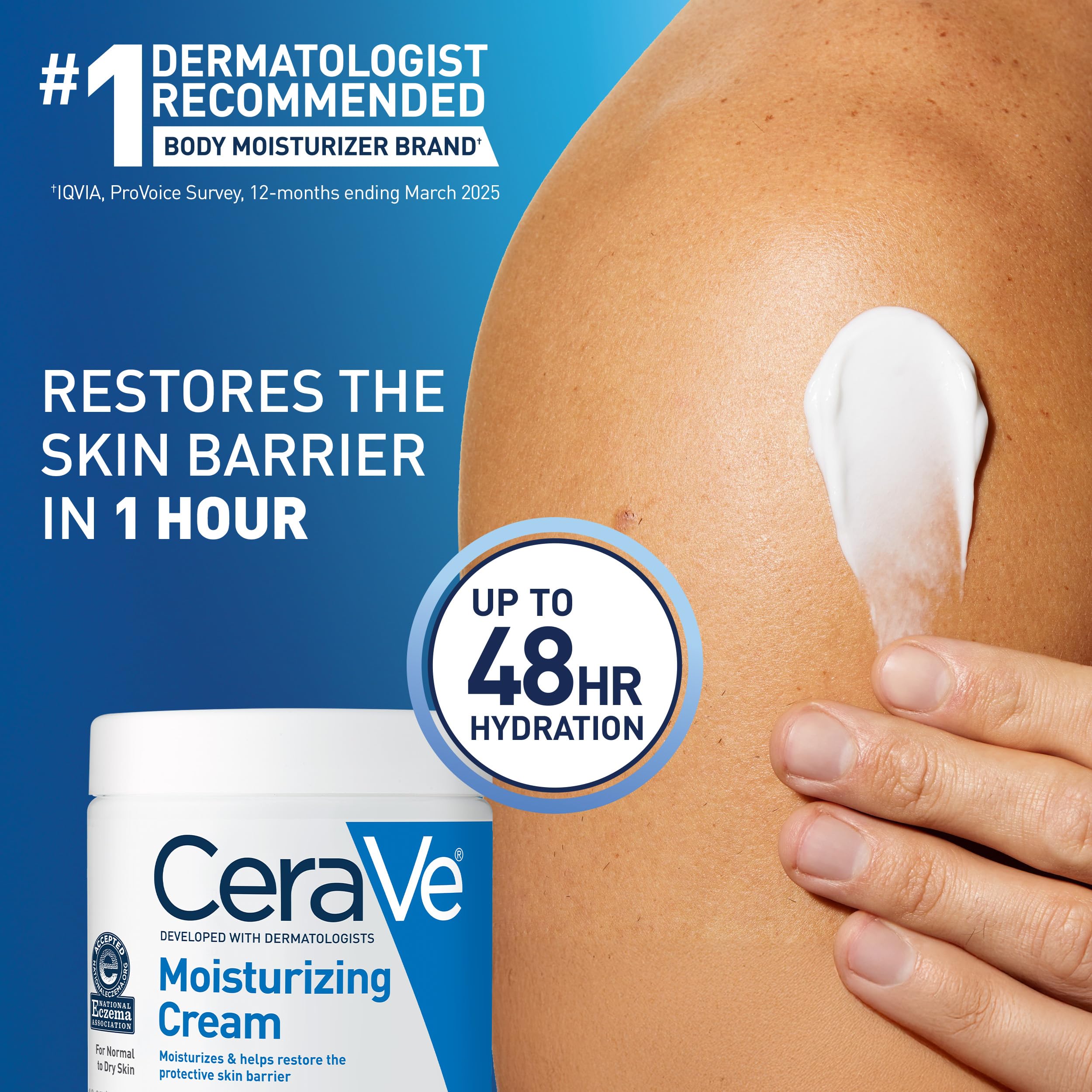 Close-up of CeraVe cream texture illustrating smooth, non-greasy finish
