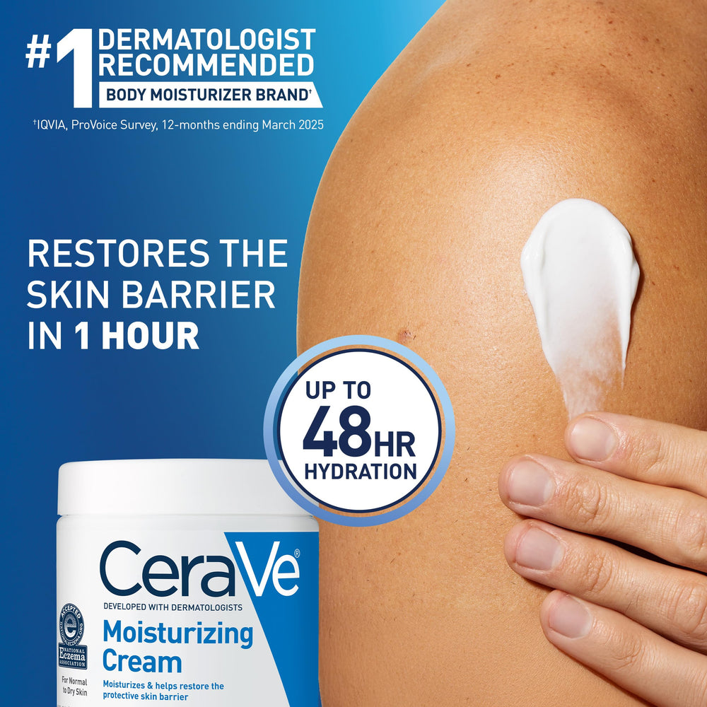 Close-up of CeraVe cream texture illustrating smooth, non-greasy finish