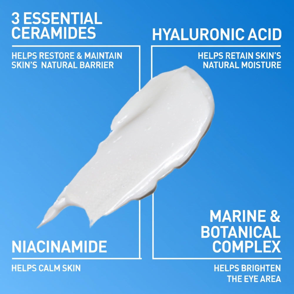 CeraVe ingredient label close-up highlighting ceramides and hyaluronic acid for barrier support