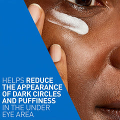 CeraVe open cap showing creamy texture and fast-absorbing finish to hydrate under-eye skin