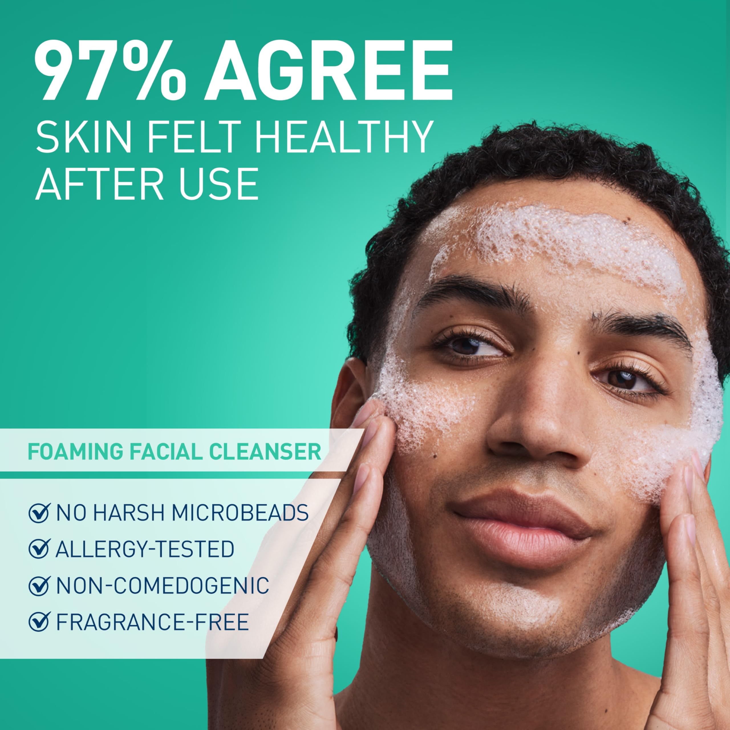 CeraVe foam lather in hand showing effective foaming action and oil removal