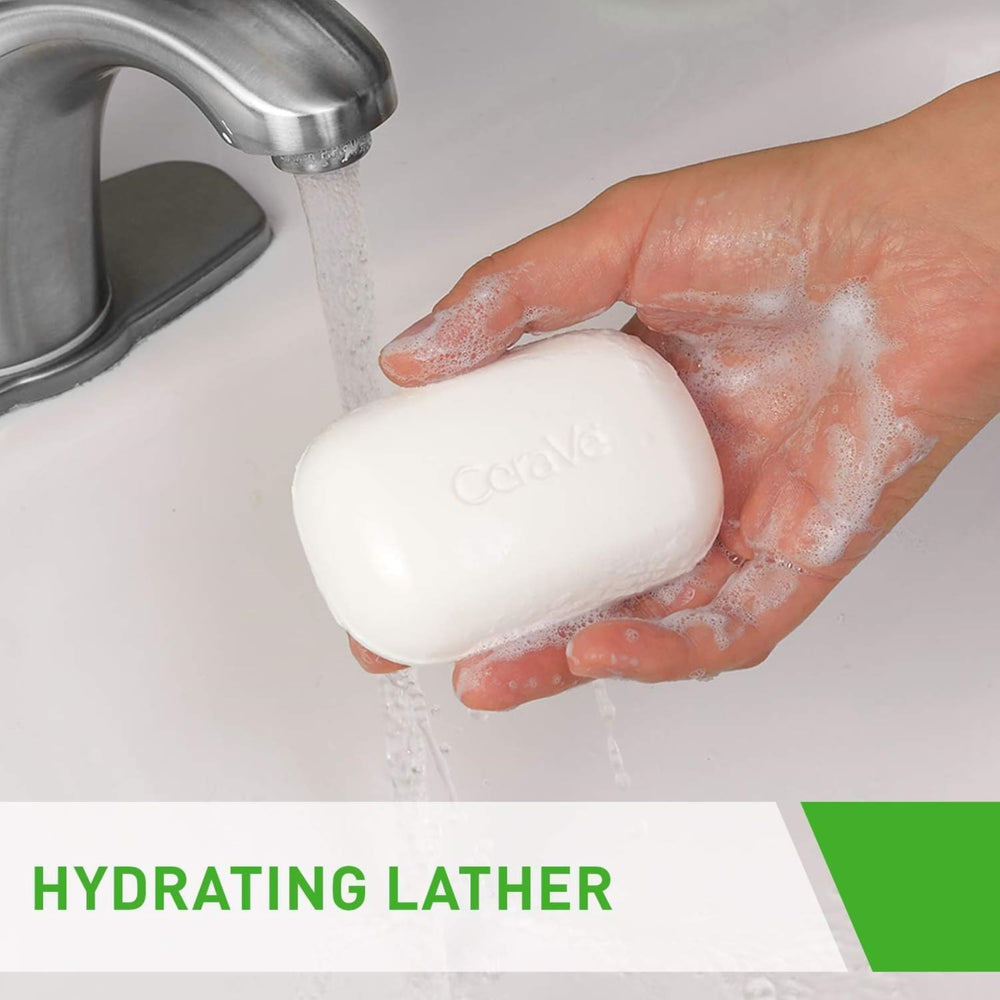 CeraVe Hydrating Cleansing Bar individually wrapped — fragrance-free and suitable for sensitive skin.