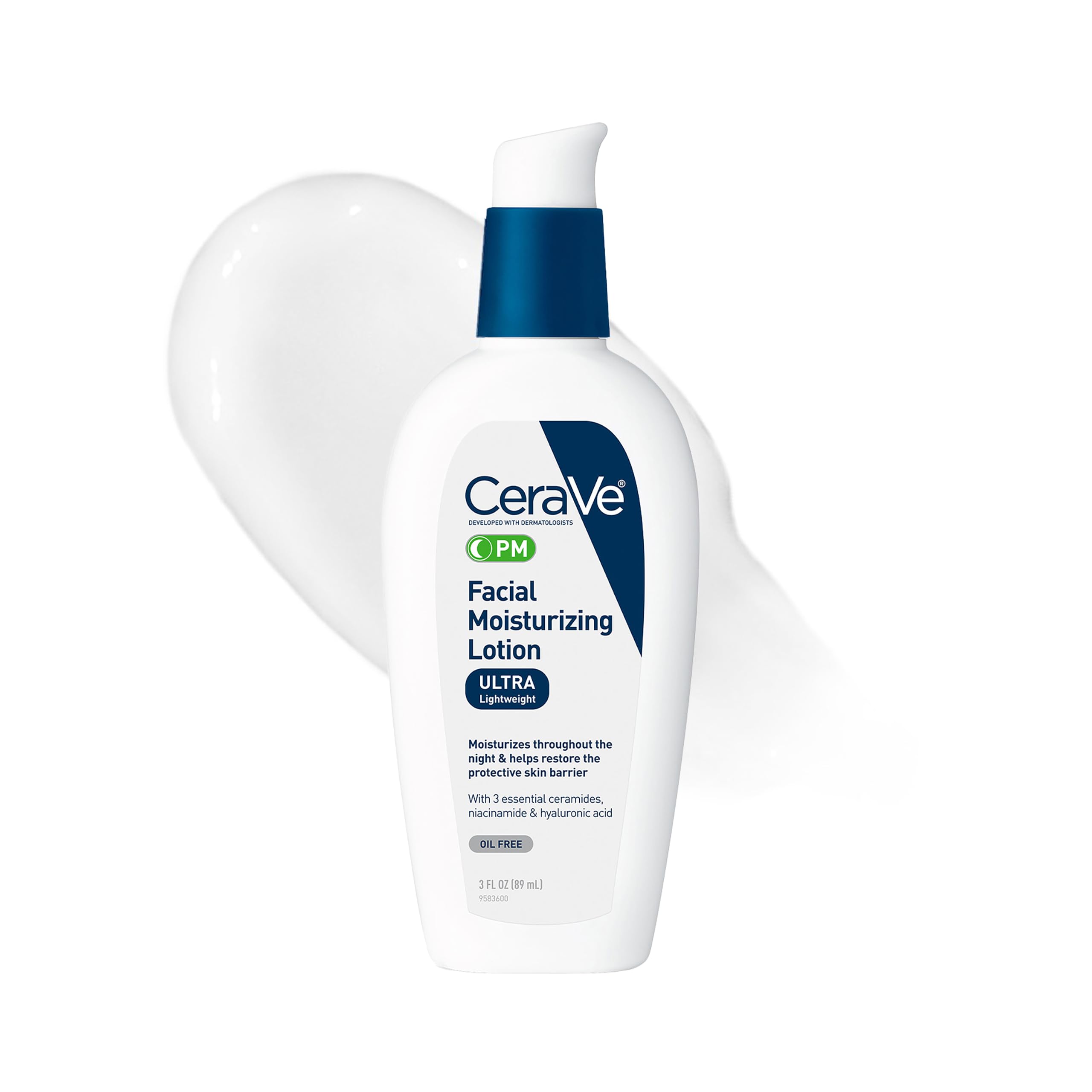 CeraVe PM front packaging showing bottle and branding for gentle nightly hydration