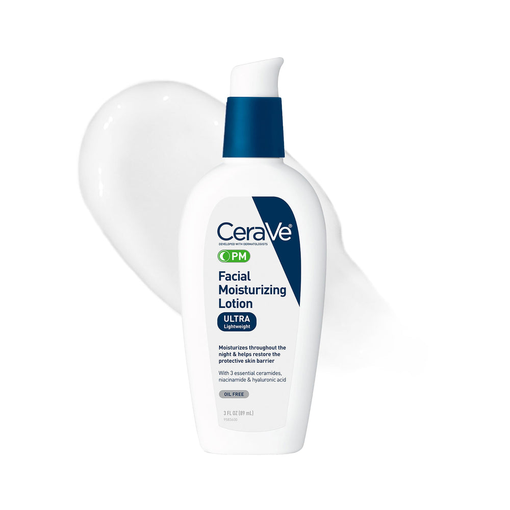 CeraVe PM front packaging showing bottle and branding for gentle nightly hydration