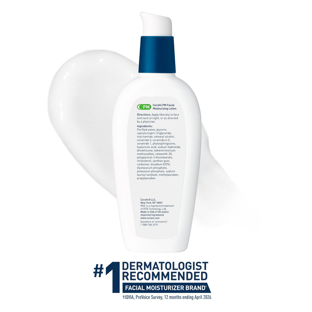CeraVe PM on bedside table in bedroom setting for nightly skincare ritual