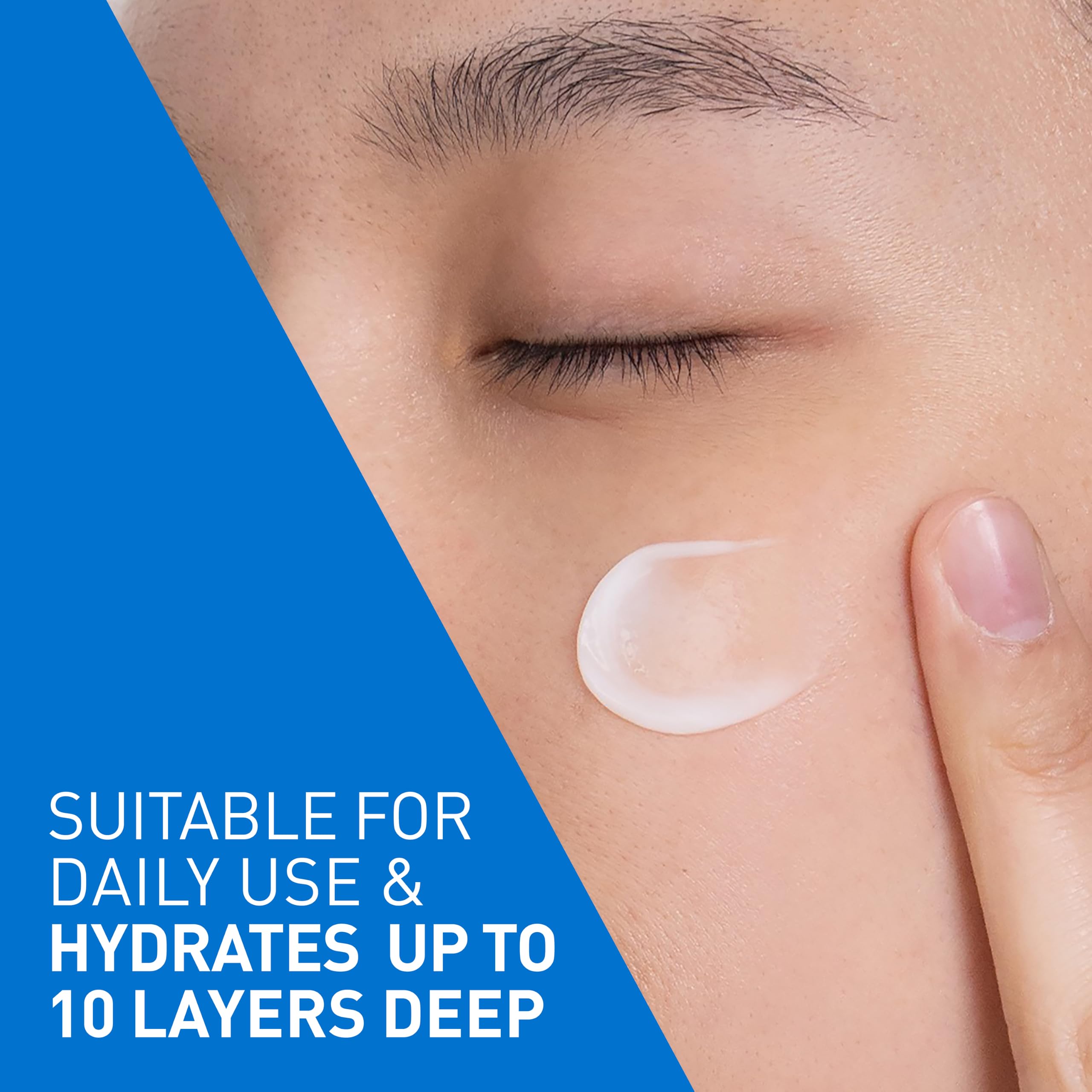 CeraVe PM open cap with lotion texture visible, demonstrating lightweight absorption