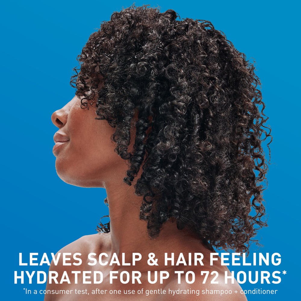 Hand holding CeraVe shampoo to illustrate single-hand application convenience