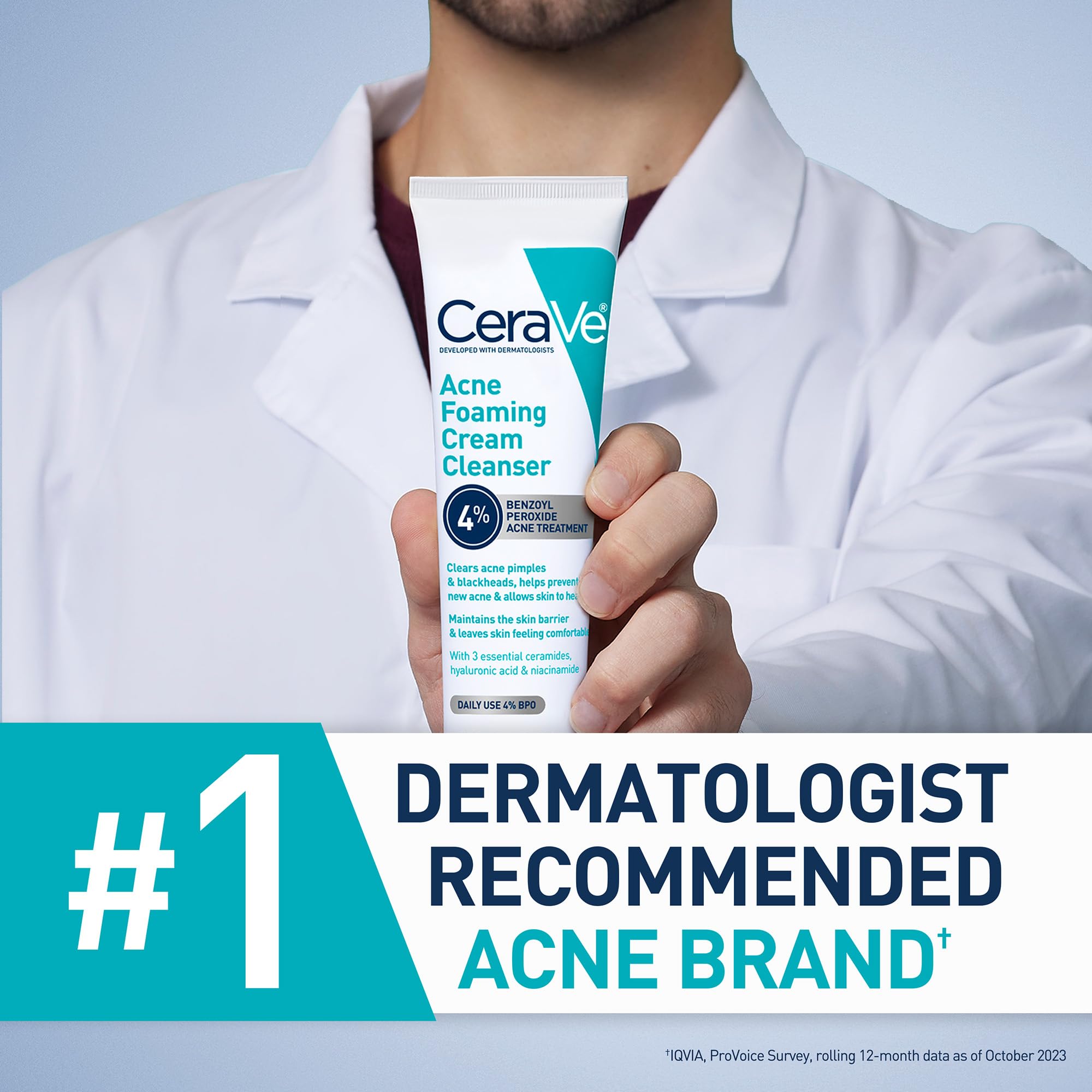 CeraVe foam texture detail showing rich lather and gentle removal