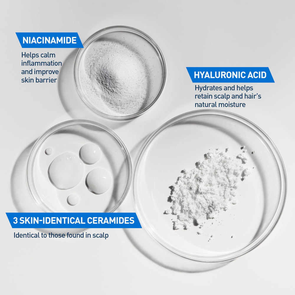 Wet hair lathering with CeraVe shampoo demonstrating effective yet gentle cleansing