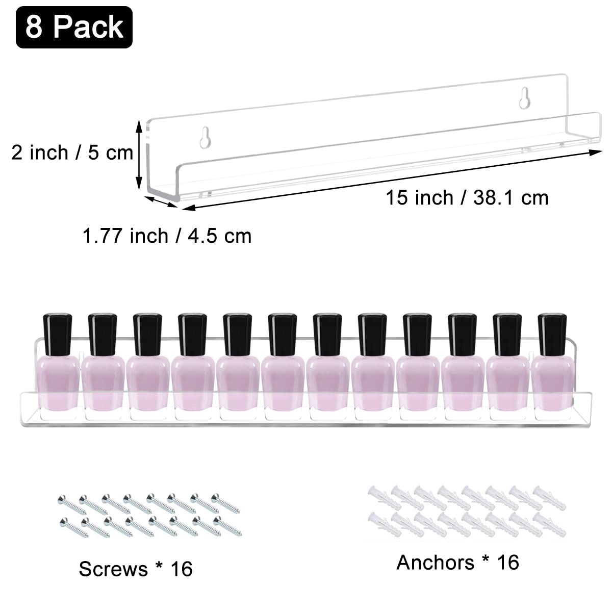 Cerpourt screw-installation-ready rack offers sturdy, permanent mounting for busy nail techs.